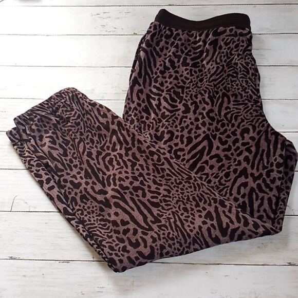 Velvety Zebra Jogger Lounge Sleep Pants Size L - Picture 2 of 6